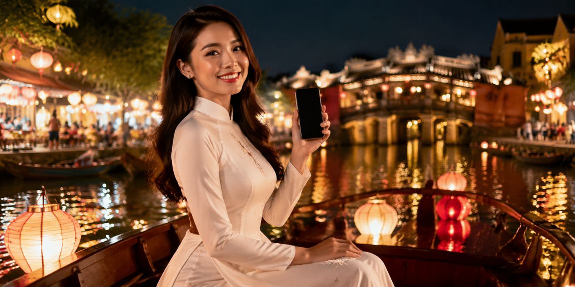 Người dùng Hội An mặc áo dài đăng ký tài khoản và nhận thưởng tại k34